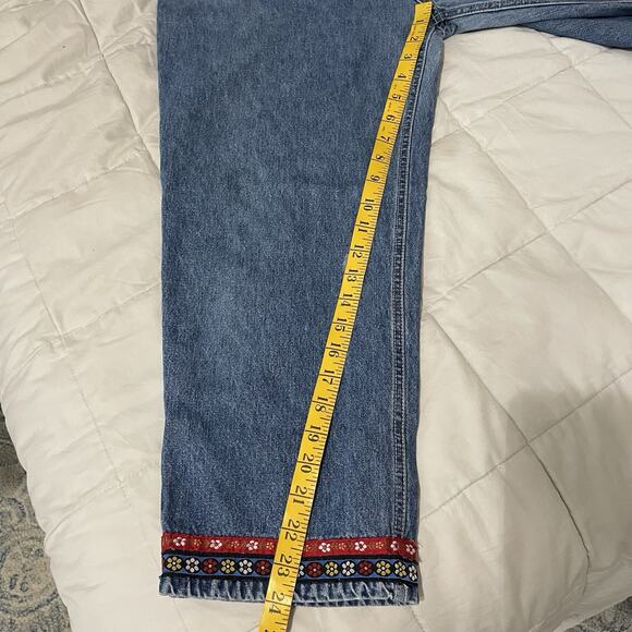 PHD Paul Harris Jeans Sz 14 Blue Vintage 80s Denim Midrise Capri Ribbon Trim - Picture 7 of 9